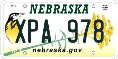 NE license plate XPA978