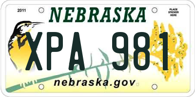 NE license plate XPA981