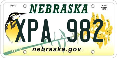 NE license plate XPA982