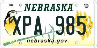 NE license plate XPA985