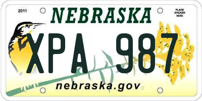 NE license plate XPA987