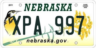 NE license plate XPA997