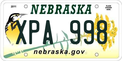 NE license plate XPA998