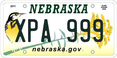 NE license plate XPA999