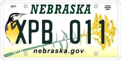 NE license plate XPB011