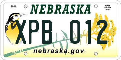NE license plate XPB012