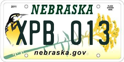 NE license plate XPB013