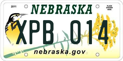 NE license plate XPB014
