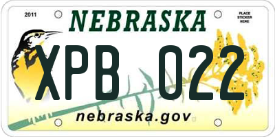 NE license plate XPB022