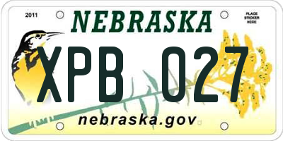 NE license plate XPB027