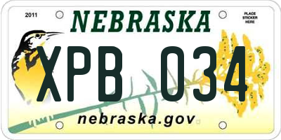 NE license plate XPB034