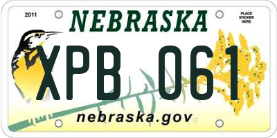 NE license plate XPB061