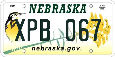NE license plate XPB067