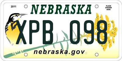 NE license plate XPB098