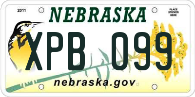NE license plate XPB099