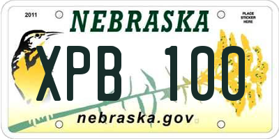 NE license plate XPB100