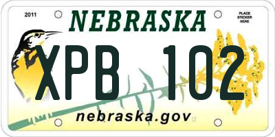 NE license plate XPB102