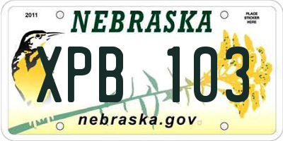 NE license plate XPB103