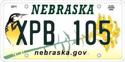 NE license plate XPB105
