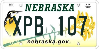 NE license plate XPB107
