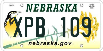 NE license plate XPB109