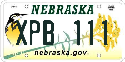 NE license plate XPB111