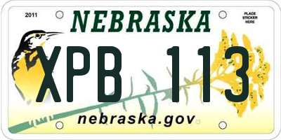 NE license plate XPB113