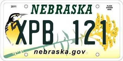 NE license plate XPB121