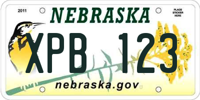 NE license plate XPB123