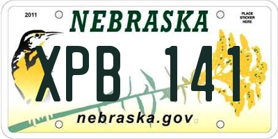 NE license plate XPB141