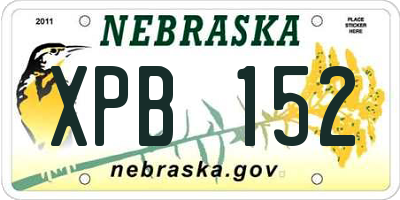 NE license plate XPB152