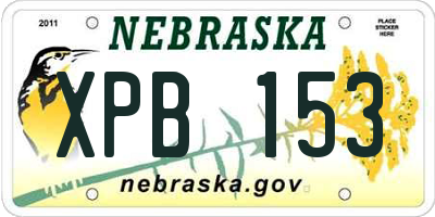 NE license plate XPB153
