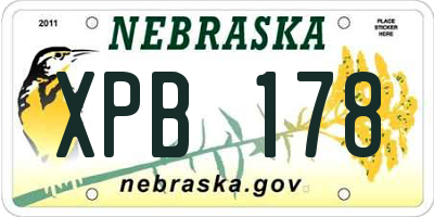 NE license plate XPB178