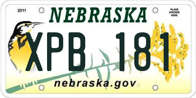 NE license plate XPB181