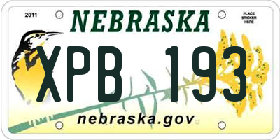 NE license plate XPB193