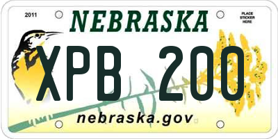 NE license plate XPB200