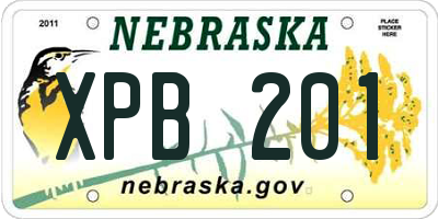 NE license plate XPB201