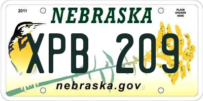 NE license plate XPB209