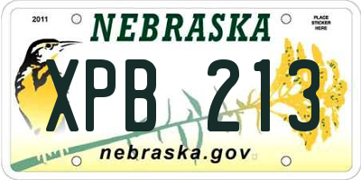 NE license plate XPB213