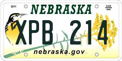 NE license plate XPB214