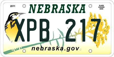 NE license plate XPB217