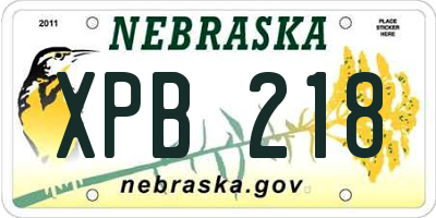 NE license plate XPB218