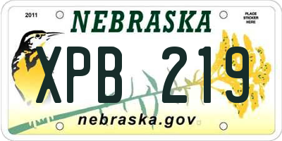 NE license plate XPB219