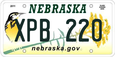 NE license plate XPB220