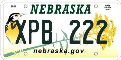NE license plate XPB222