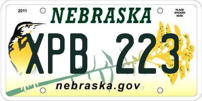 NE license plate XPB223