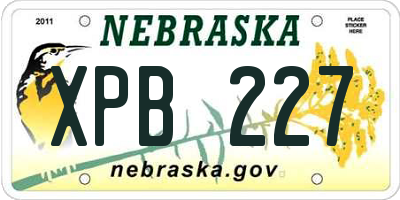 NE license plate XPB227