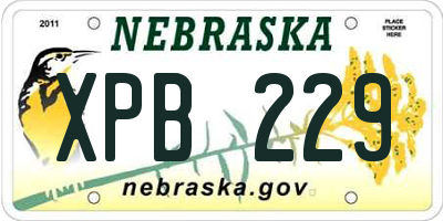 NE license plate XPB229