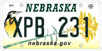 NE license plate XPB231