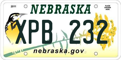 NE license plate XPB232